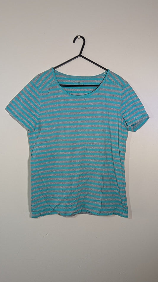 Tu Women's Striped T Shirt - Green - Size 18