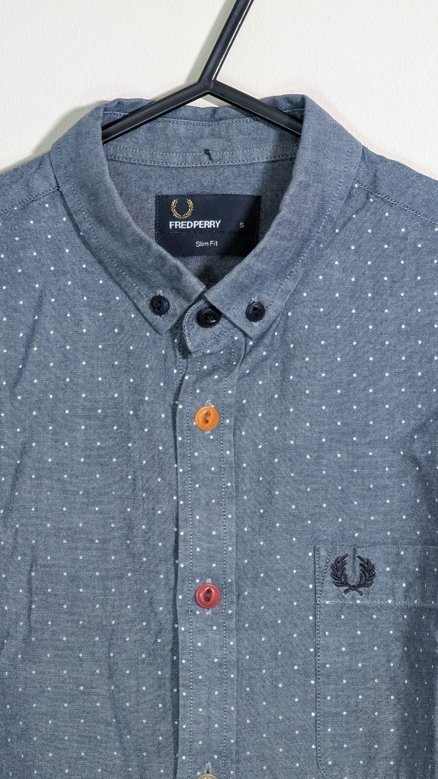 Fred Perry Men's Slim Fit Shirt - Blue - Size Small