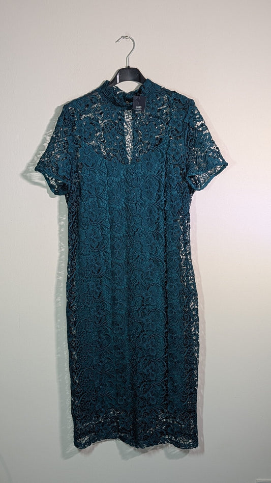 M&S Women's Dress - Green - Size 14
