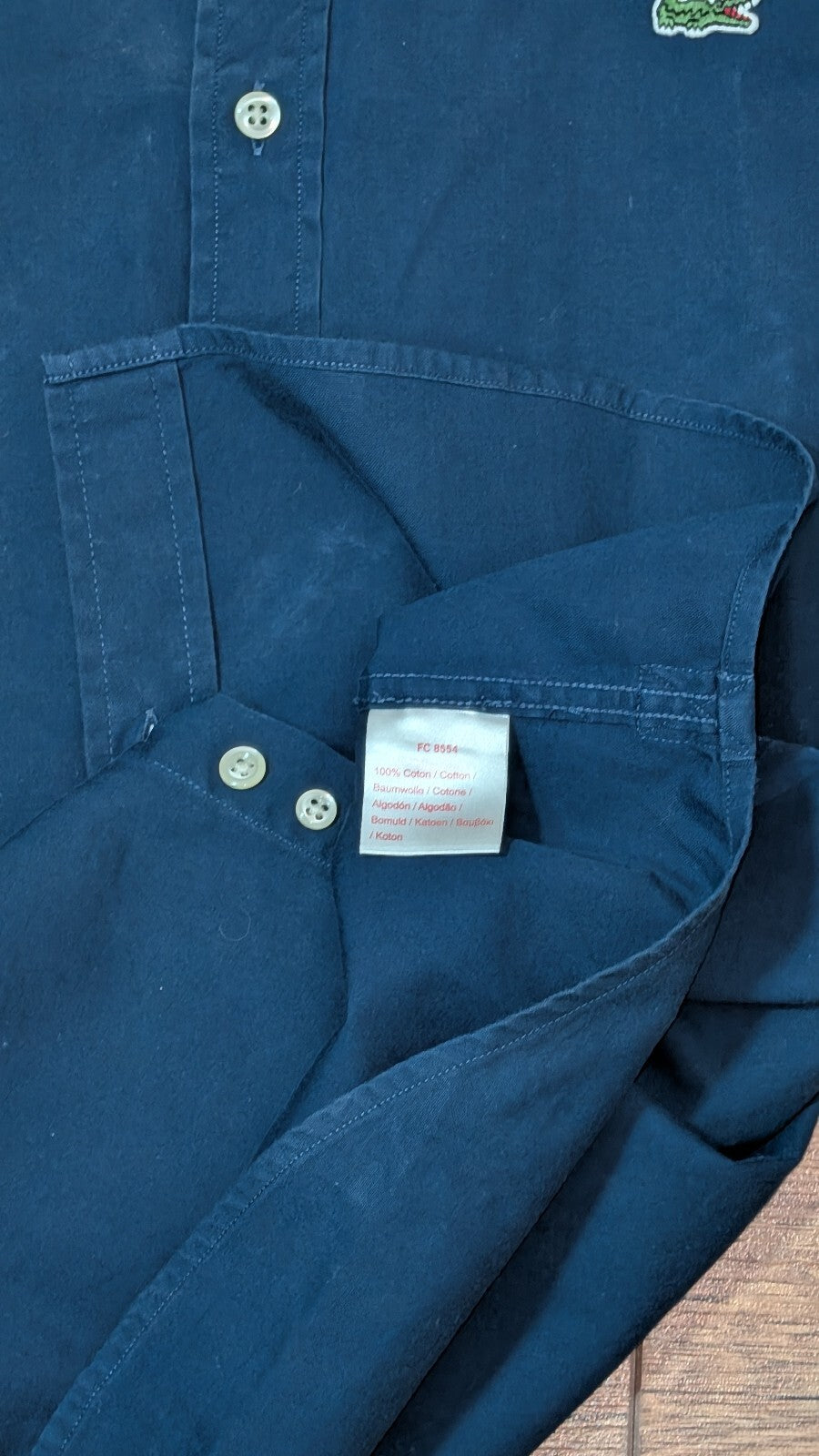 Lacoste Men's Shirt - Navy - Size 39 / Small