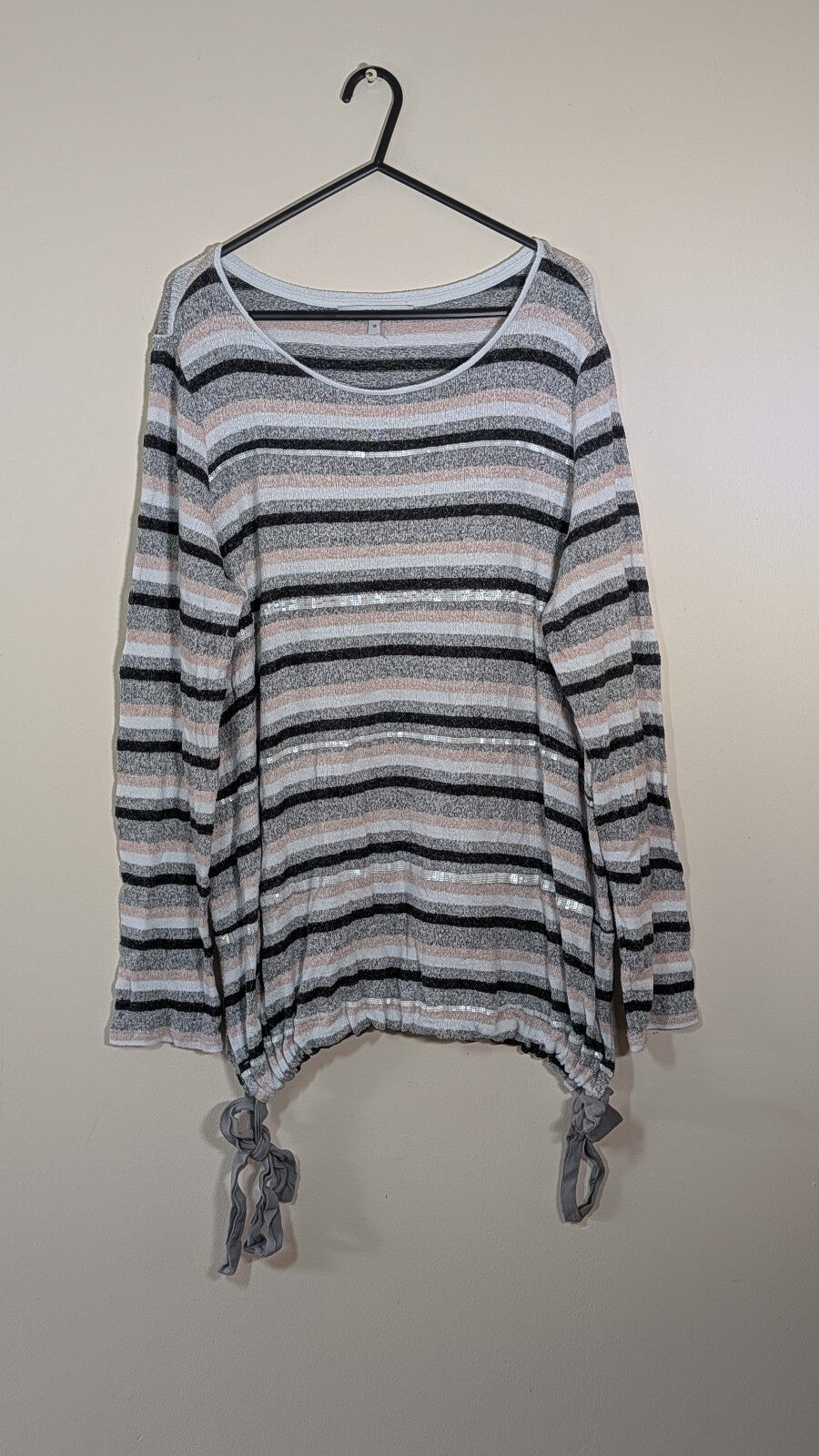 Next Women's Striped Sweatshirt Jumper - Grey - Size 18