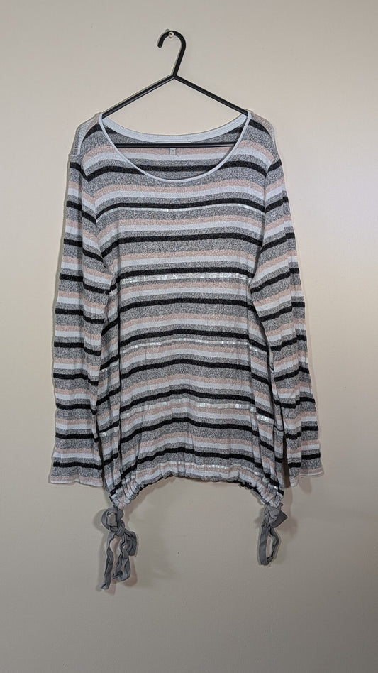 Next Women's Striped Sweatshirt Jumper - Grey - Size 18