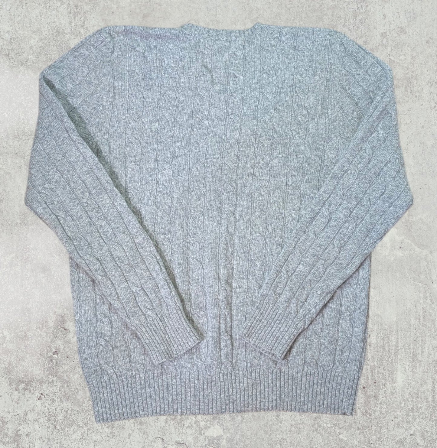 Ralph Lauren Men's Cable Knit Jumper Sweatshirt - Grey - Size Medium