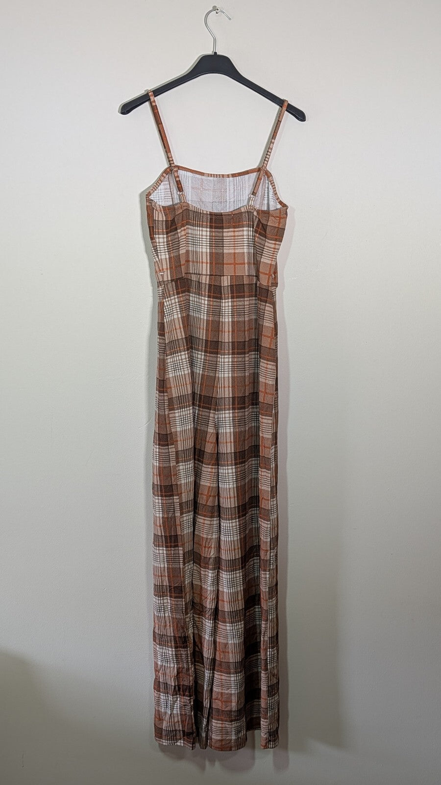 Almost Famous Women's Check Jumpsuit - Brown - Size Medium