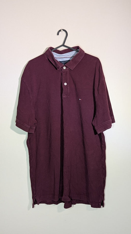 Tommy Hilfiger Men's Polo T Shirt - Burgundy - Size XL