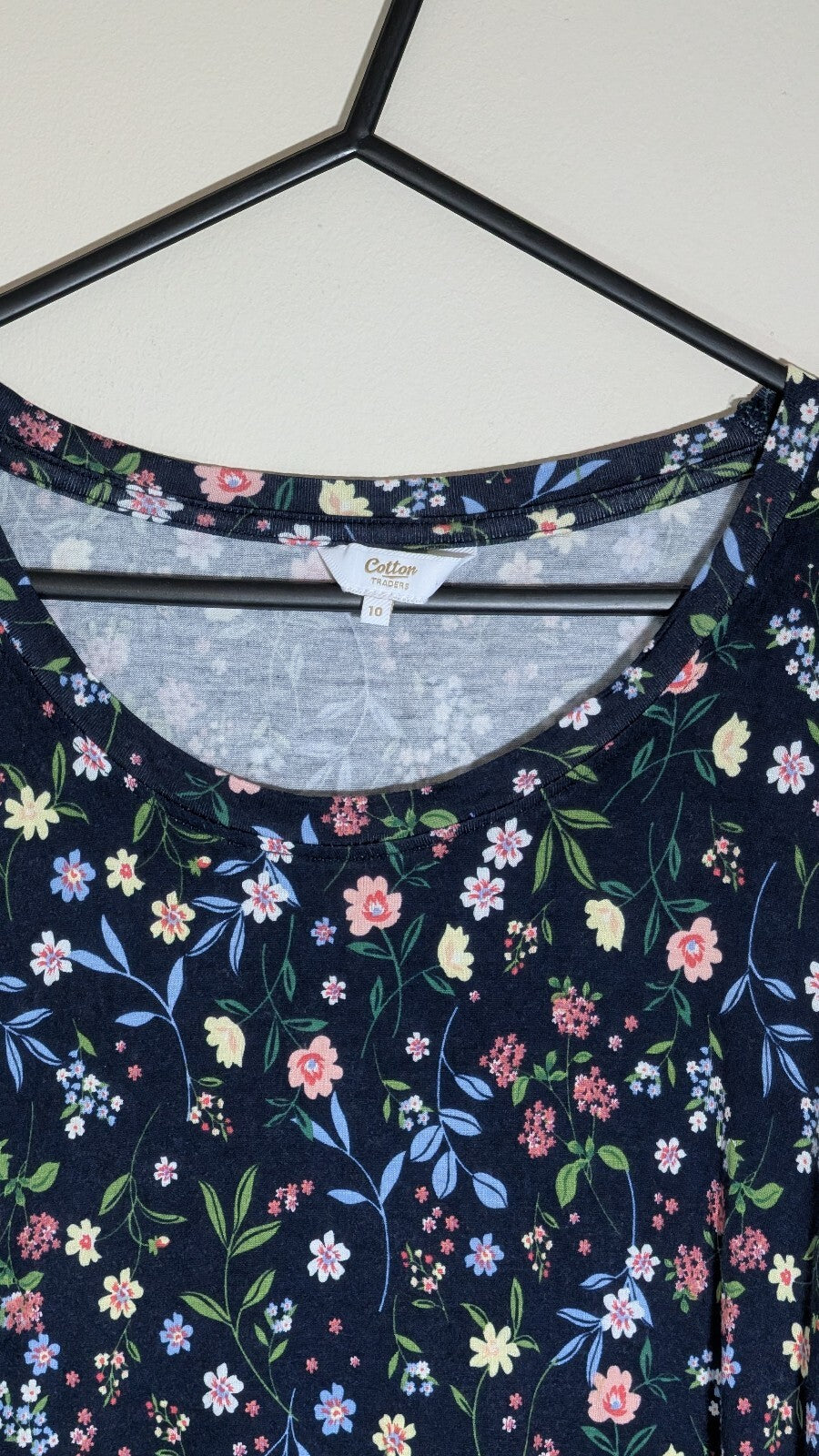 Cotton Traders Women's Floral Dress - Navy - Size 10