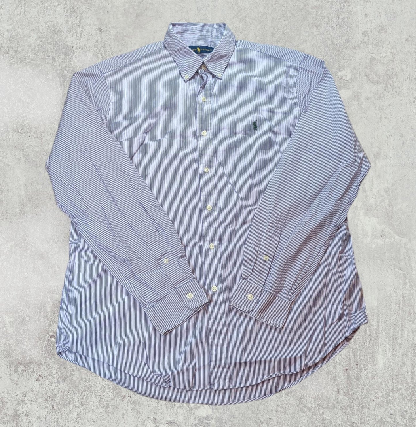 Ralph Lauren Men's Striped Shirt - Purple - Size Large