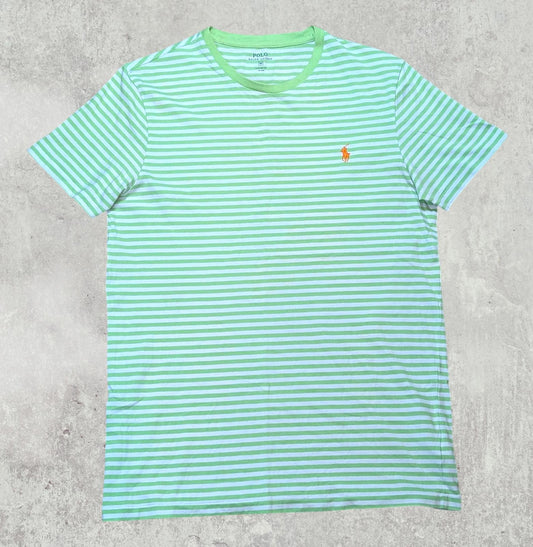 Ralph Lauren Men's Custom Fit Striped T Shirt - Green - Size Medium