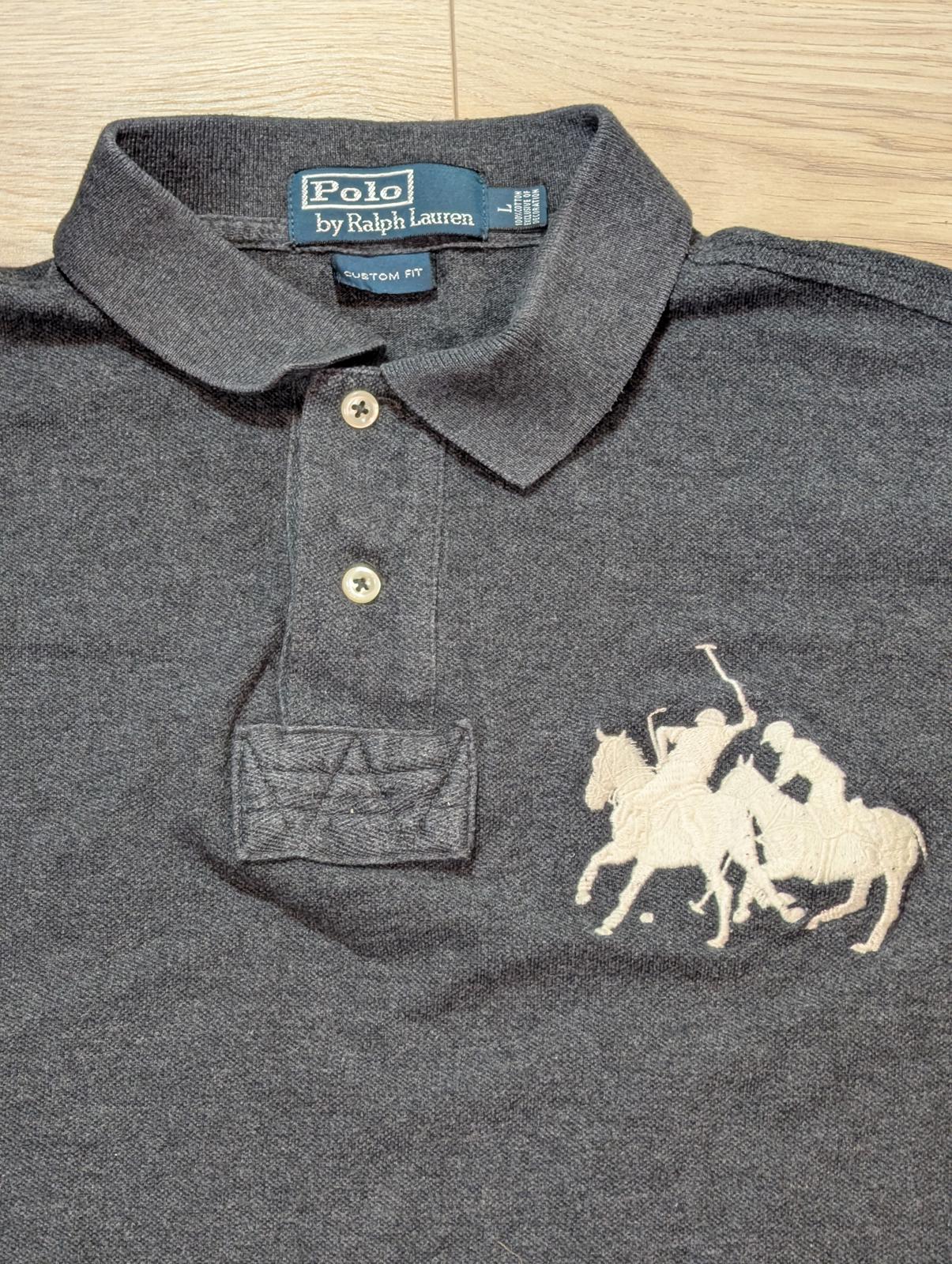 Ralph Lauren Men's Custom Fit Double Pony Polo T Shirt - Grey - Size Large