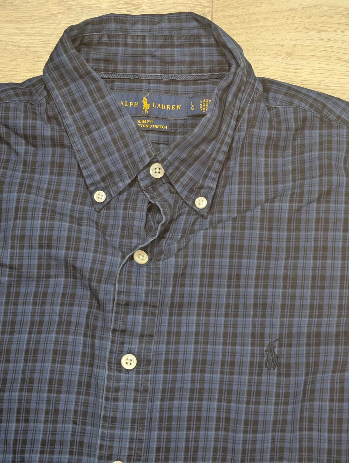 Ralph Lauren Men's Slim Fit Check Shirt - Blue - Size Large