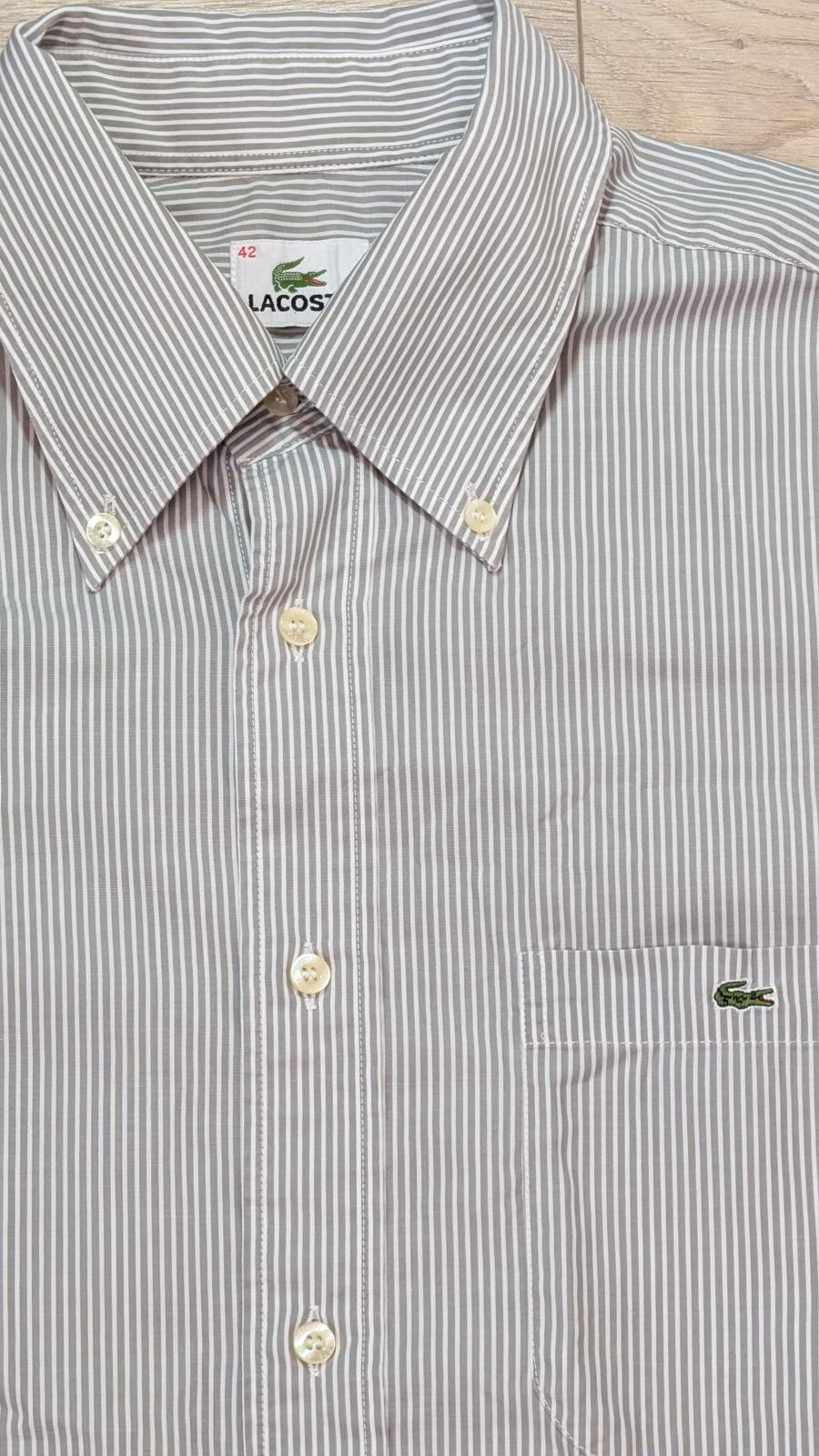 Lacoste Men's Striped Shirt - Grey - Size Large