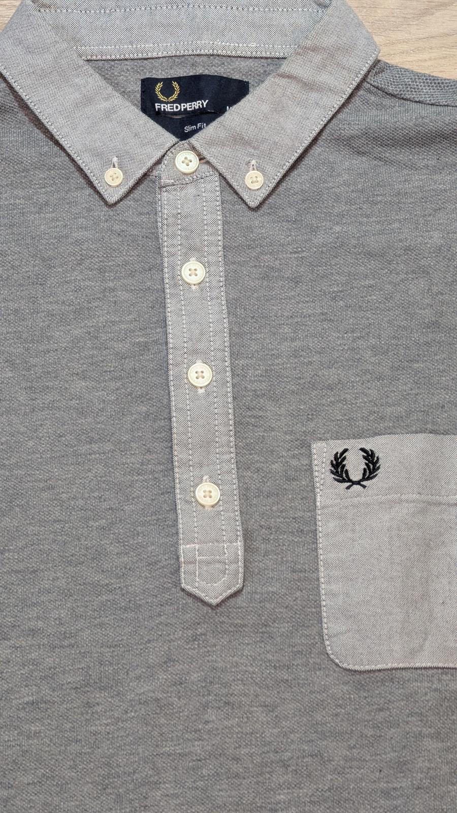 Fred Perry Men's Slim Fit Polo T Shirt - Grey - Size Medium