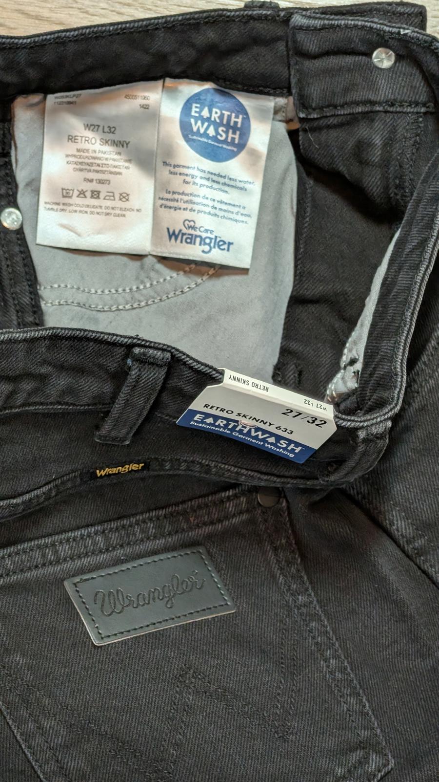 Wrangler Men's Retro Skinny Jeans - Black - Size 27W 29L