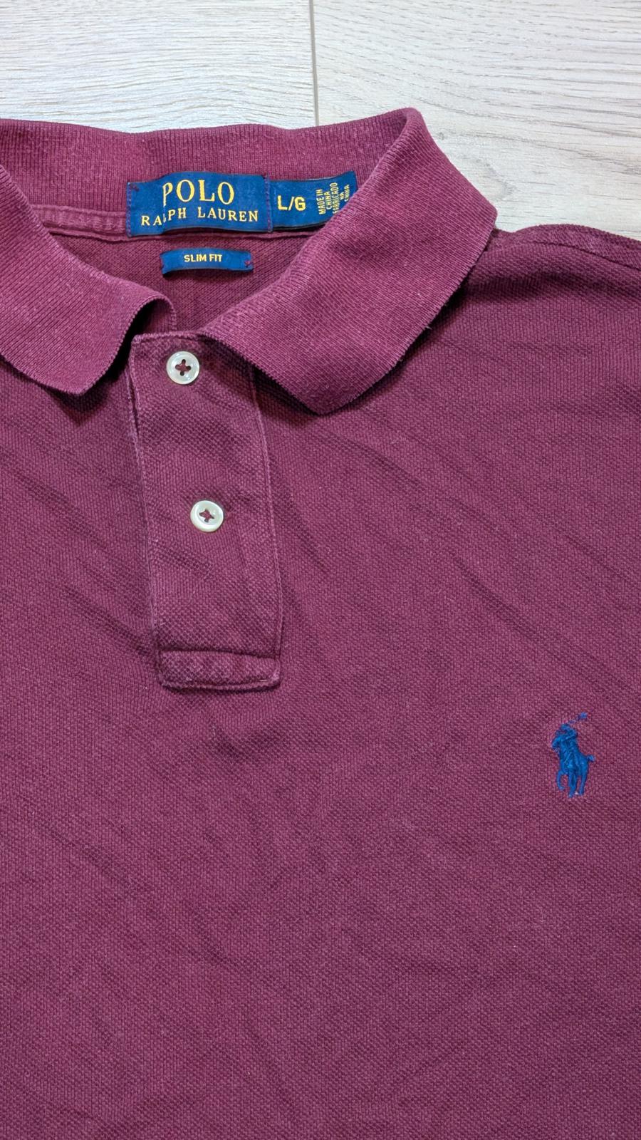 Ralph Lauren Men's Slim Fit Polo T Shirt - Burgundy - Size Large