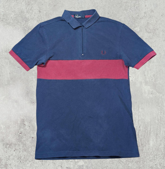 Fred Perry Men's Zip Up Polo T Shirt - Navy - Size Small