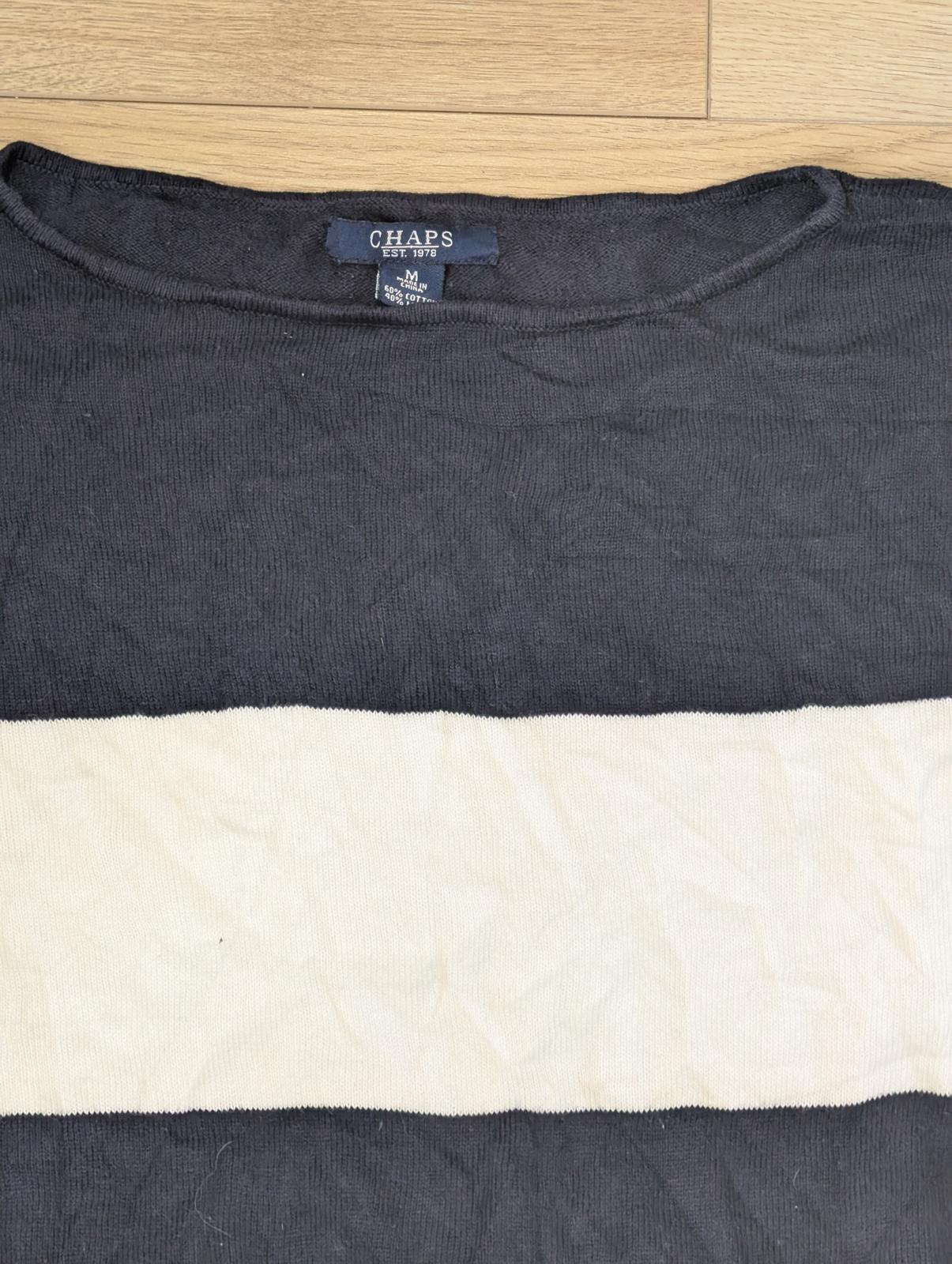 Chaps Women's Striped Jumper - Navy - Size Medium