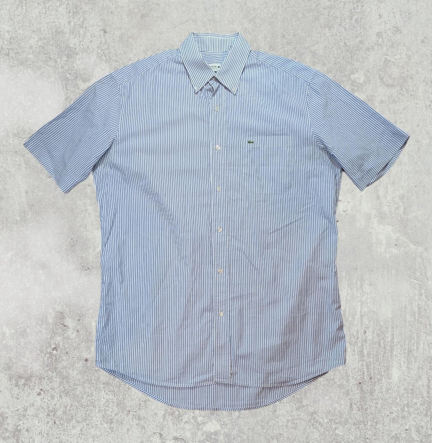 Lacoste Men's Classic Fit Striped Shirt - Blue - Size Medium