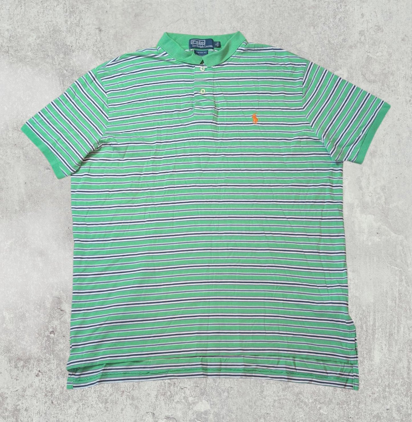 Ralph Lauren Men's Custom Fit Striped Polo T Shirt - Green - Size XL
