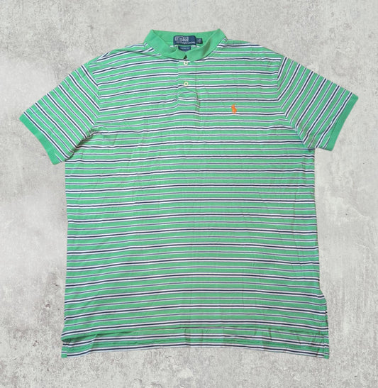 Ralph Lauren Men's Custom Fit Striped Polo T Shirt - Green - Size XL