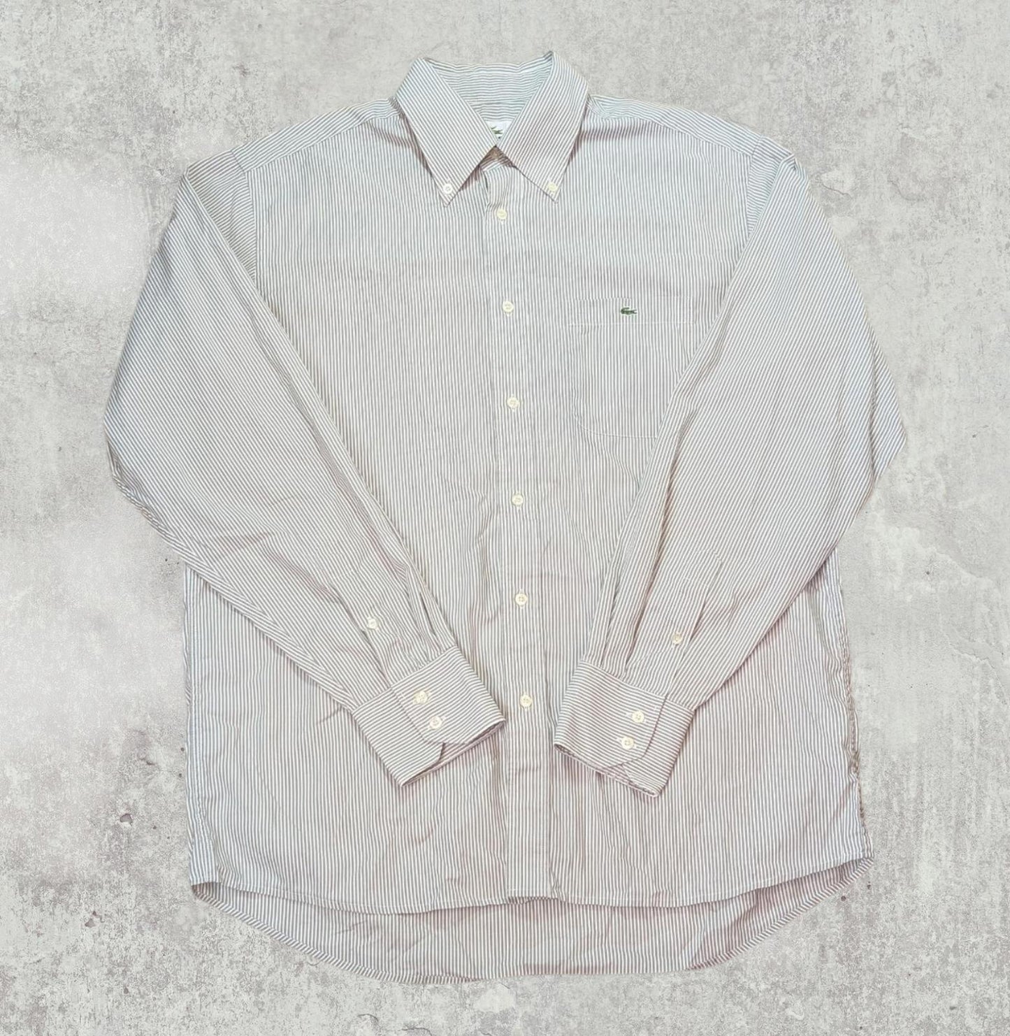 Lacoste Men's Striped Shirt - Grey - Size Large