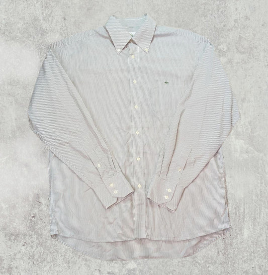 Lacoste Men's Striped Shirt - Grey - Size Large