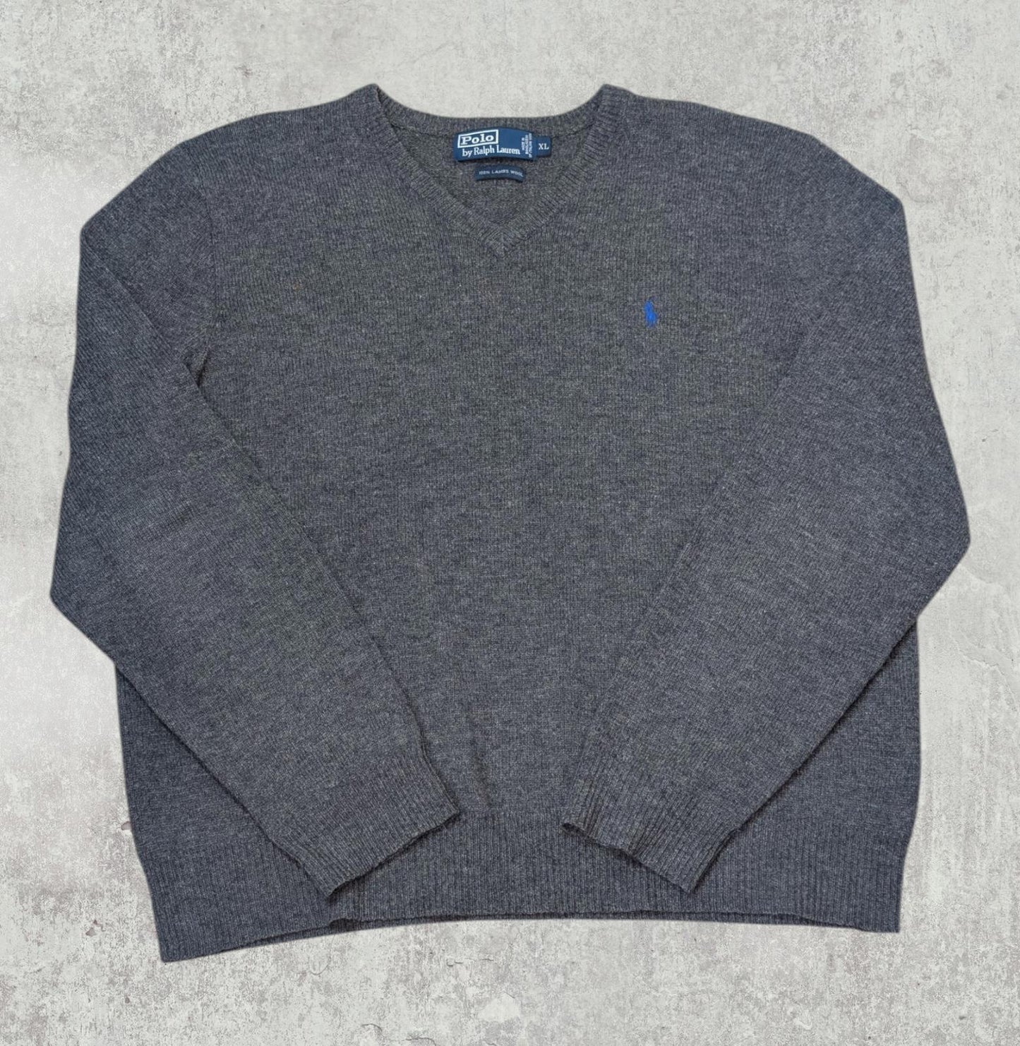 Ralph Lauren Men's V Neck Sweatshirt Jumper - Grey - Size XL