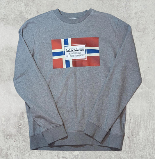 Napapijri Men's Sweatshirt Jumper - Grey - Size Medium