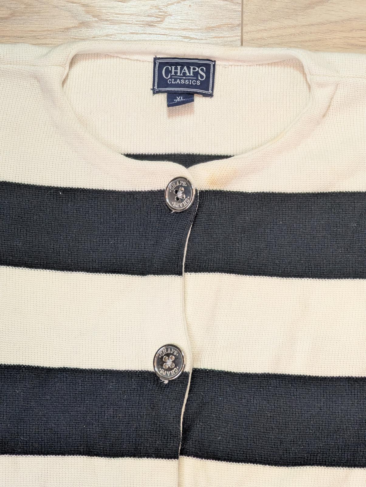 Chaps Women's Striped Cardigan - White - Size XL