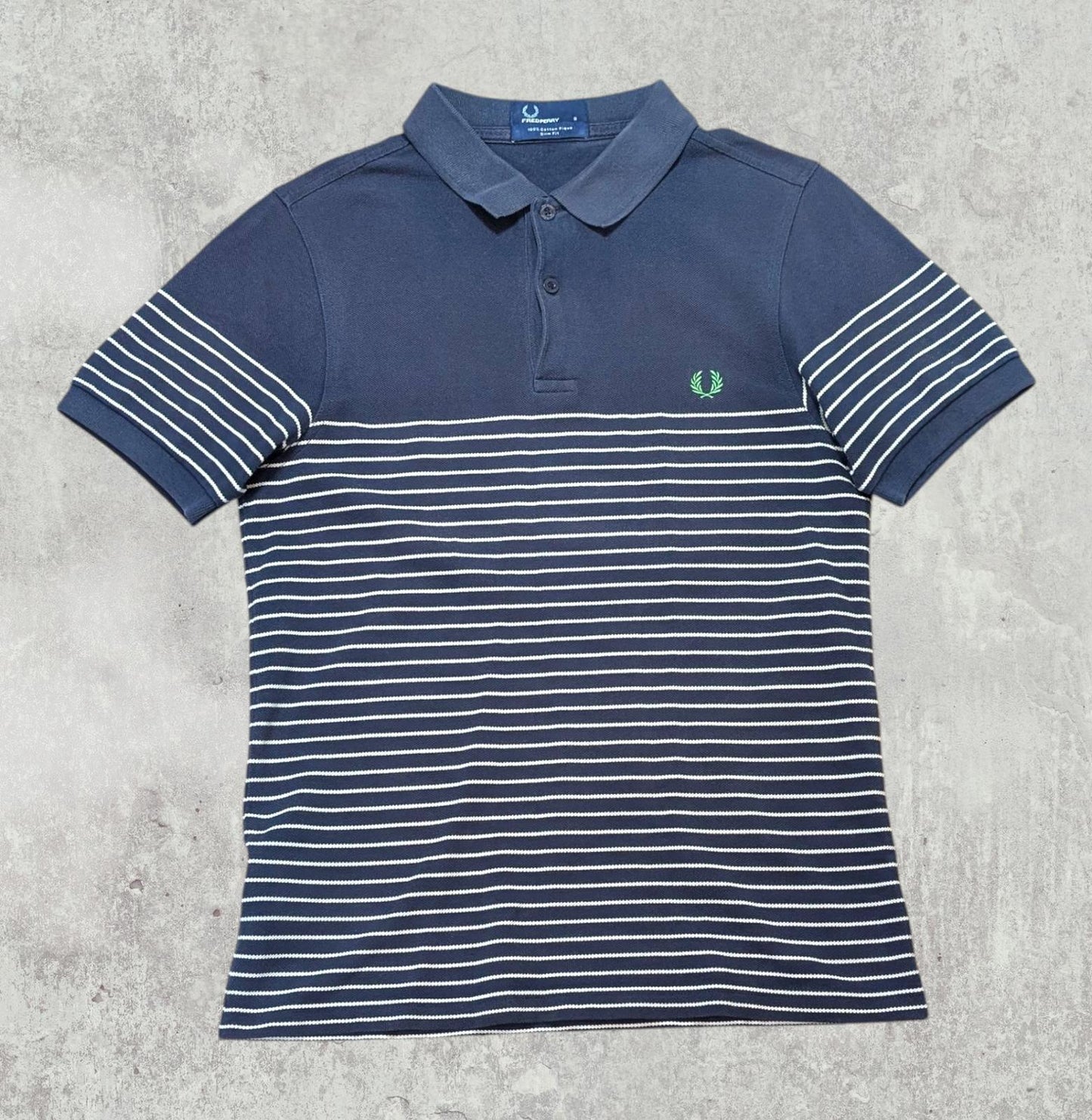 Fred Perry Men's Slim Fit Striped Polo T Shirt - Navy - Size Small