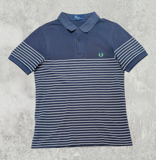 Fred Perry Men's Slim Fit Striped Polo T Shirt - Navy - Size Small