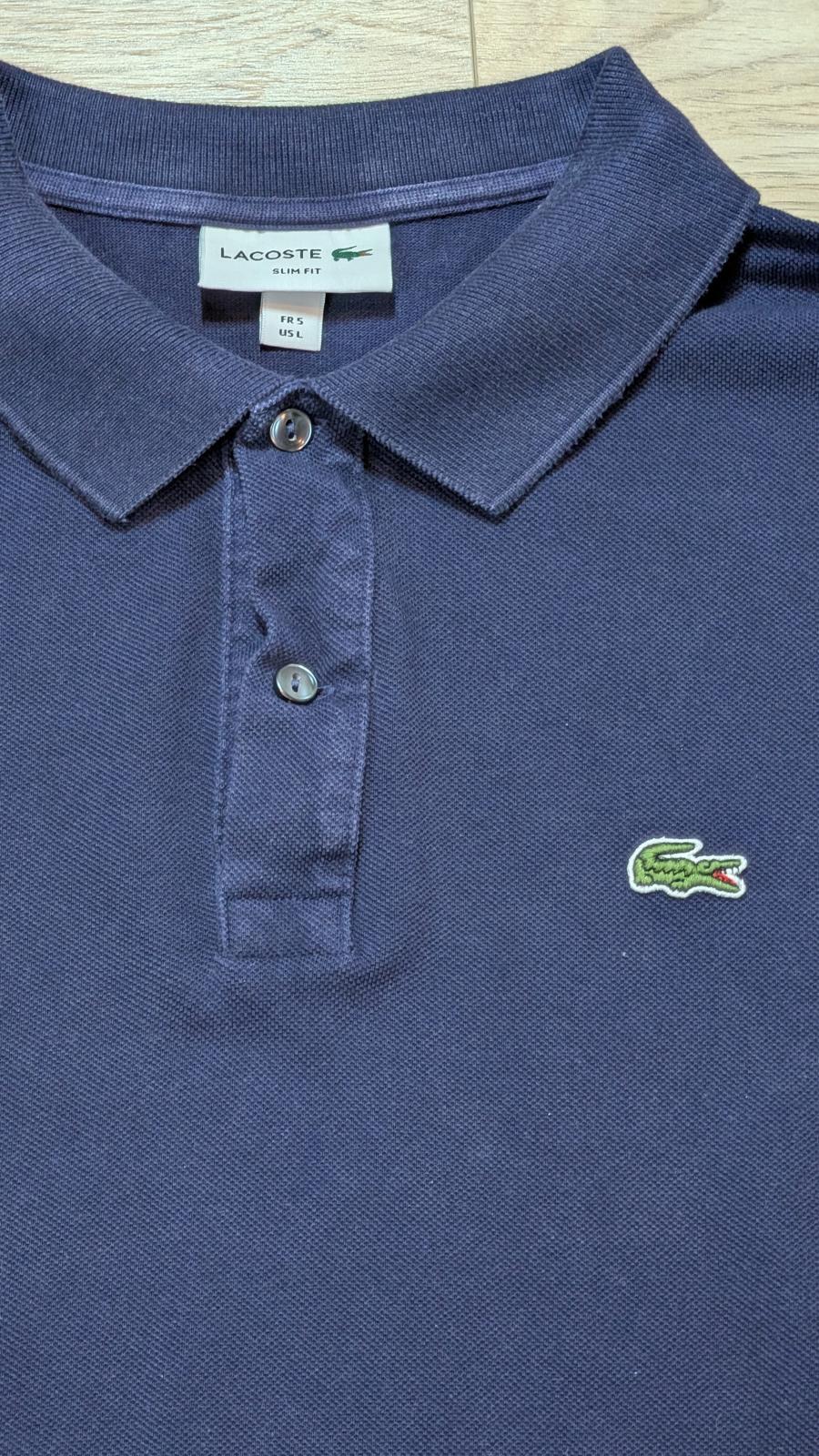 Lacoste Men's Slim Fit Polo T Shirt - Navy - Size 5 / Large