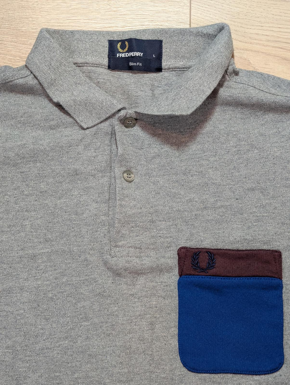 Fred Perry Men's Slim Fit Polo T Shirt - Grey - Size Large