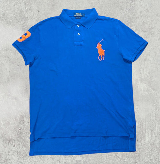 Ralph Lauren Men's Custom Fit Big Pony Polo T Shirt - Blue - Size Large