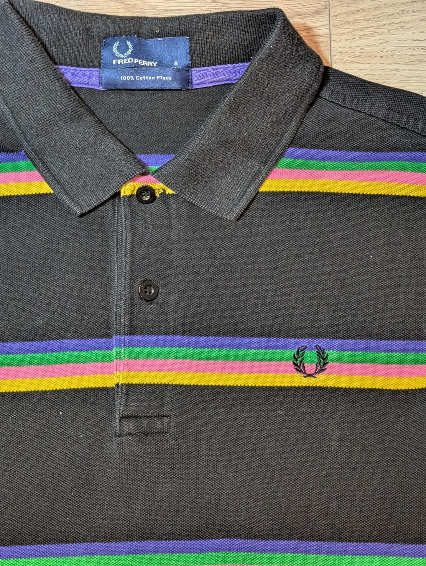 Fred Perry Men's Striped Polo T Shirt - Black - Size Small
