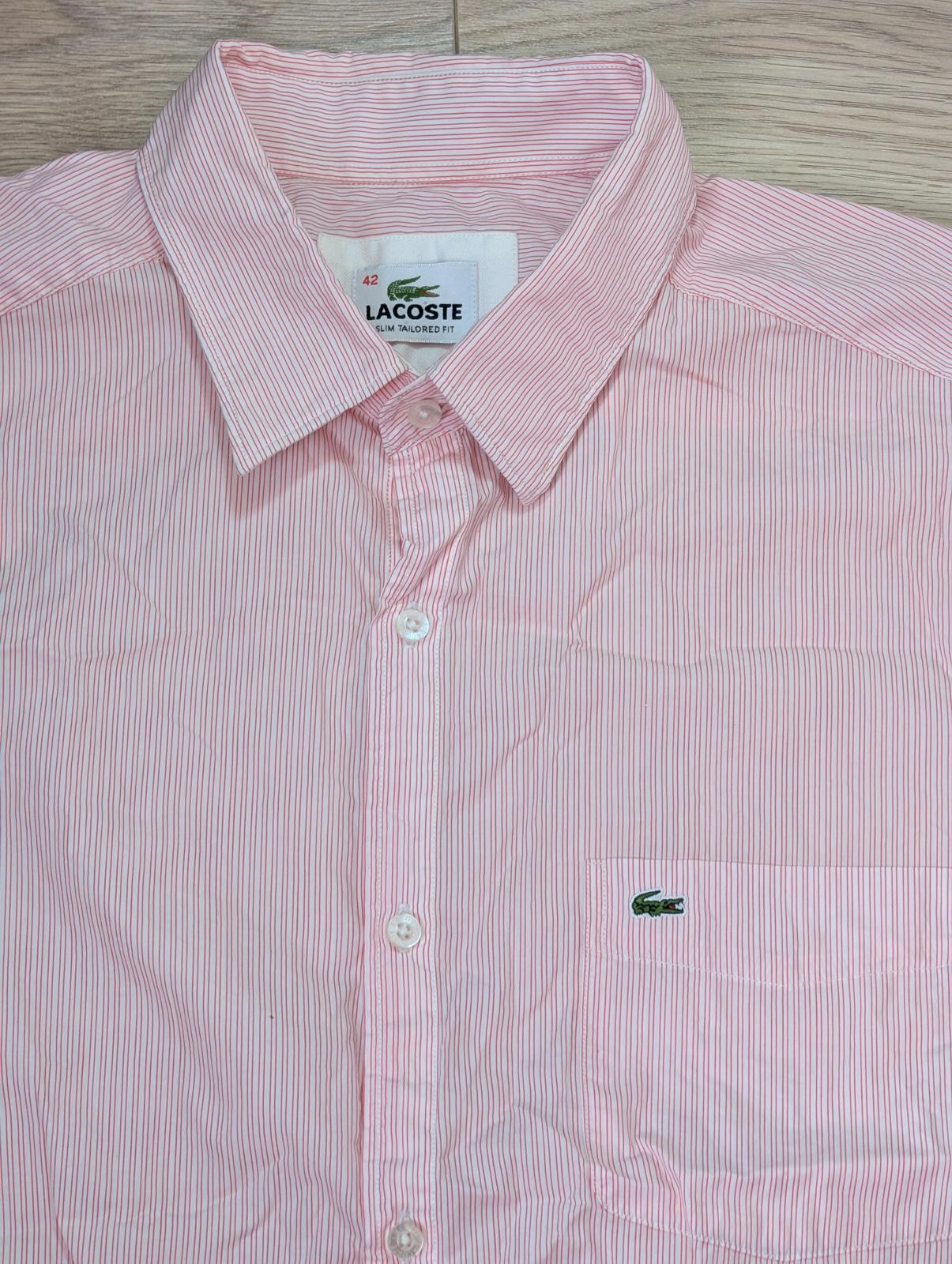 Lacoste Men's Slim Tailored Fit Striped Shirt - Red - Size Large