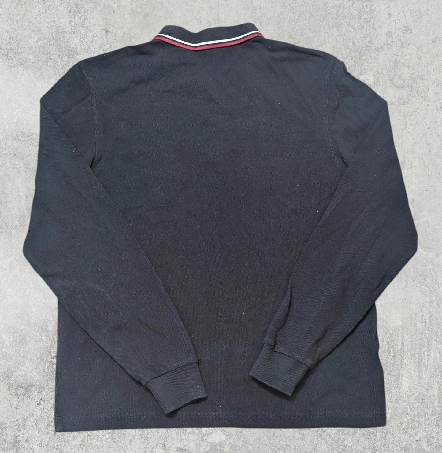 Fred Perry Men's Long Sleeved Polo T Shirt - Navy - Size Medium