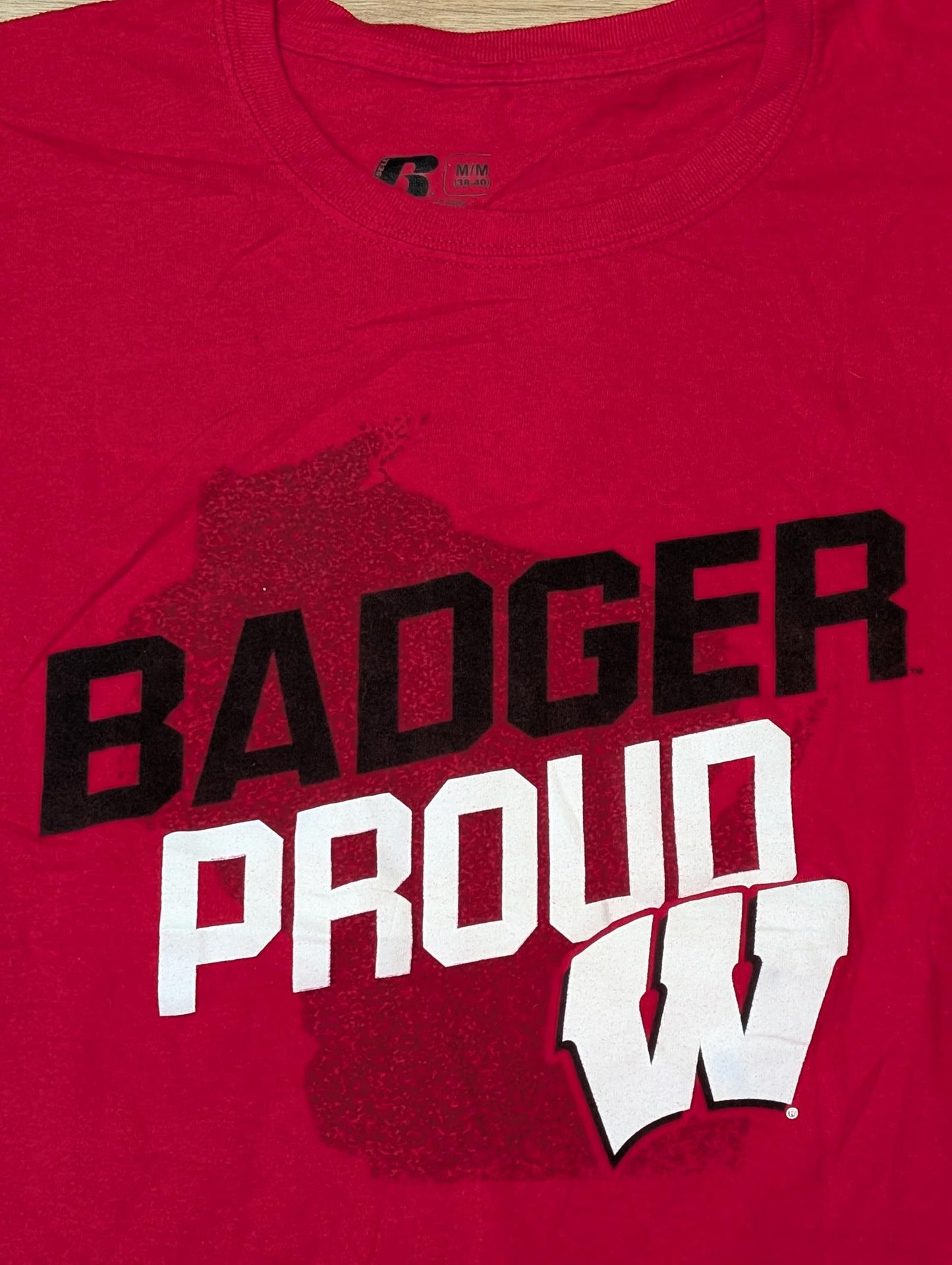 Russell Athletic Men's Wisconsin Badgers T Shirt - Red - Size Medium