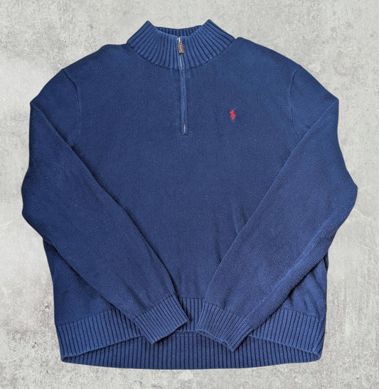 Ralph Lauren Men's 1/4 Zip Jumper - Navy - Size XL
