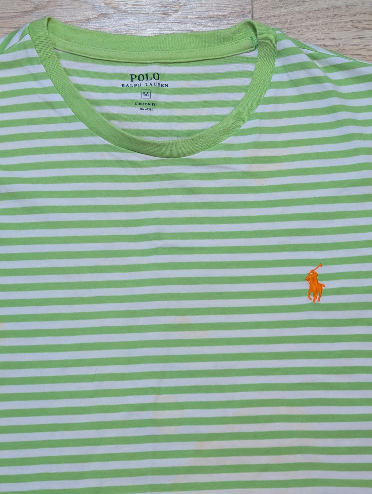 Ralph Lauren Men's Custom Fit Striped T Shirt - Green - Size Medium