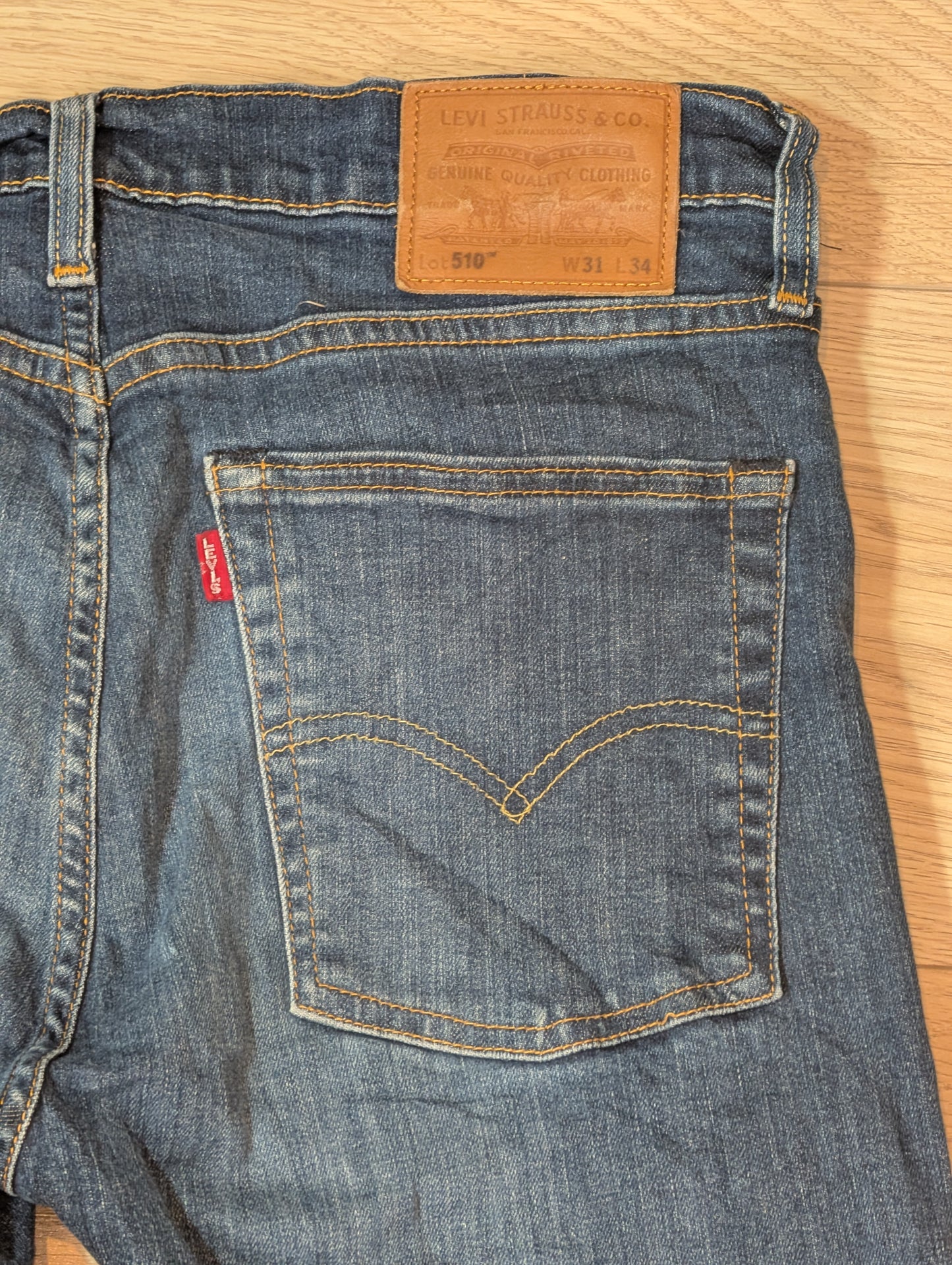Levi's Men's 510 Skinny Distressed Jeans - Blue - Size 31W 30L